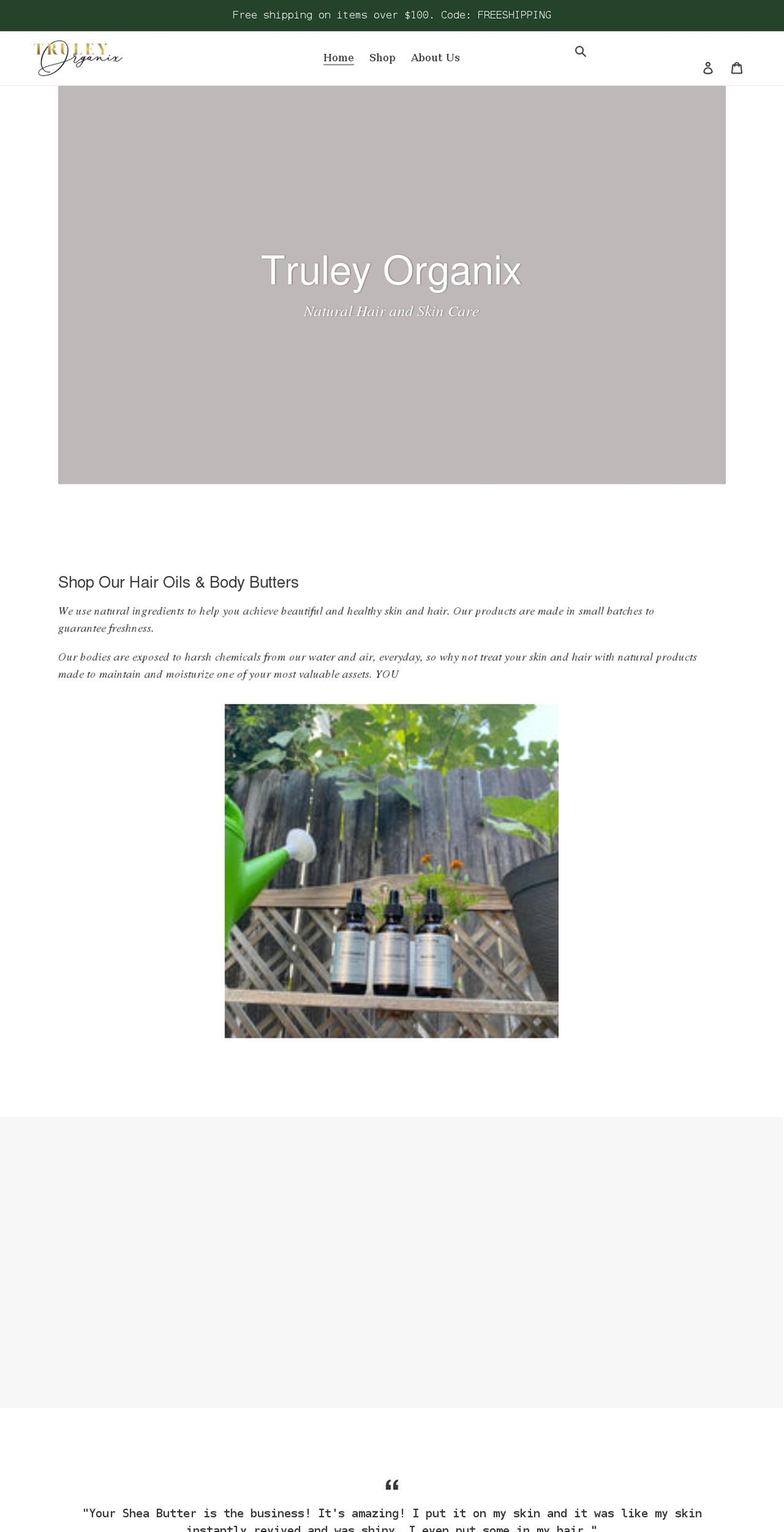 truleyorganix.com shopify website screenshot