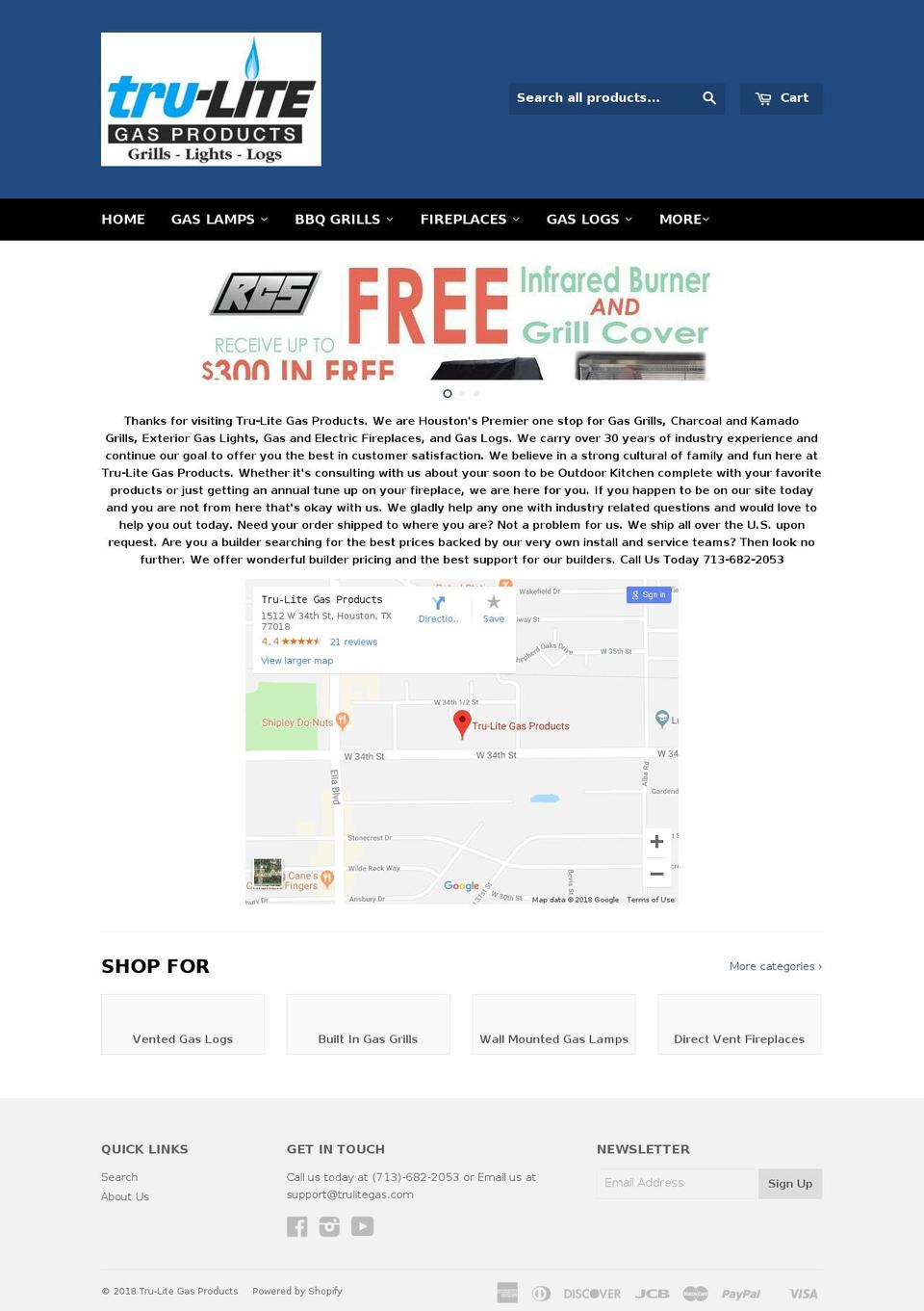 trulitegas.com shopify website screenshot