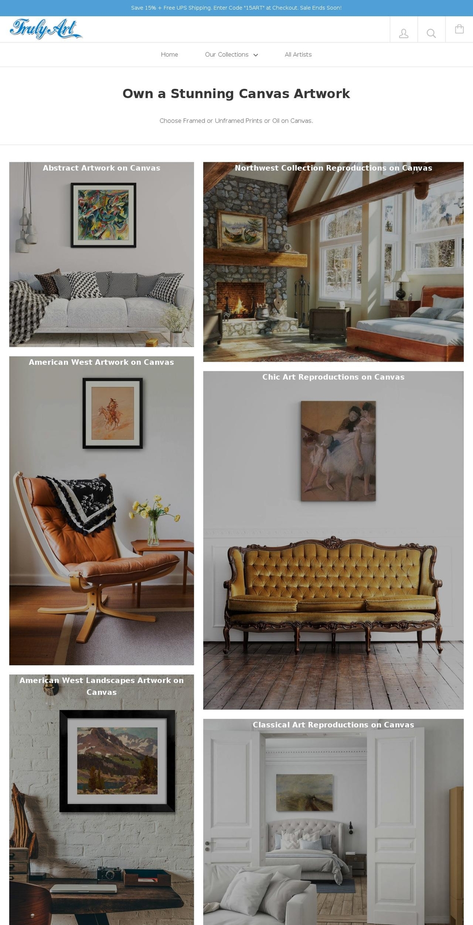 trulyart.com — Shopify storefront screenshot
