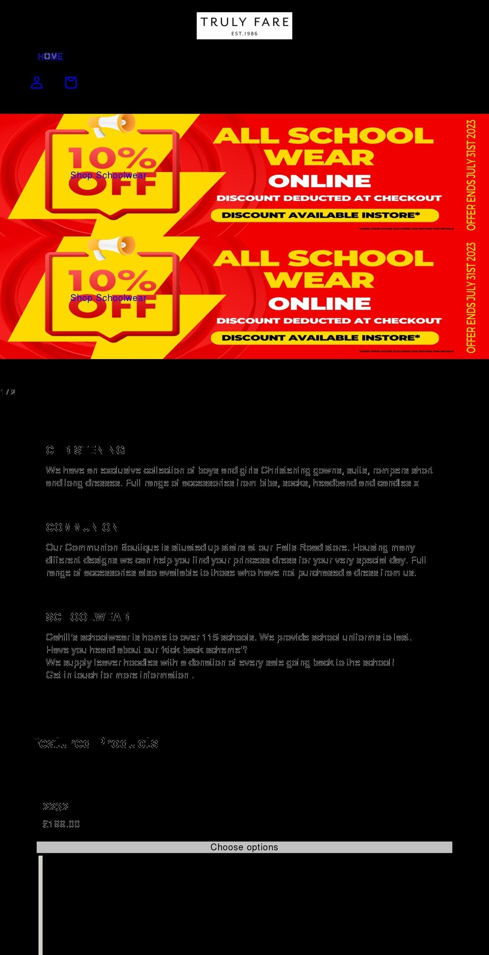 trulyfarebelfast.com shopify website screenshot