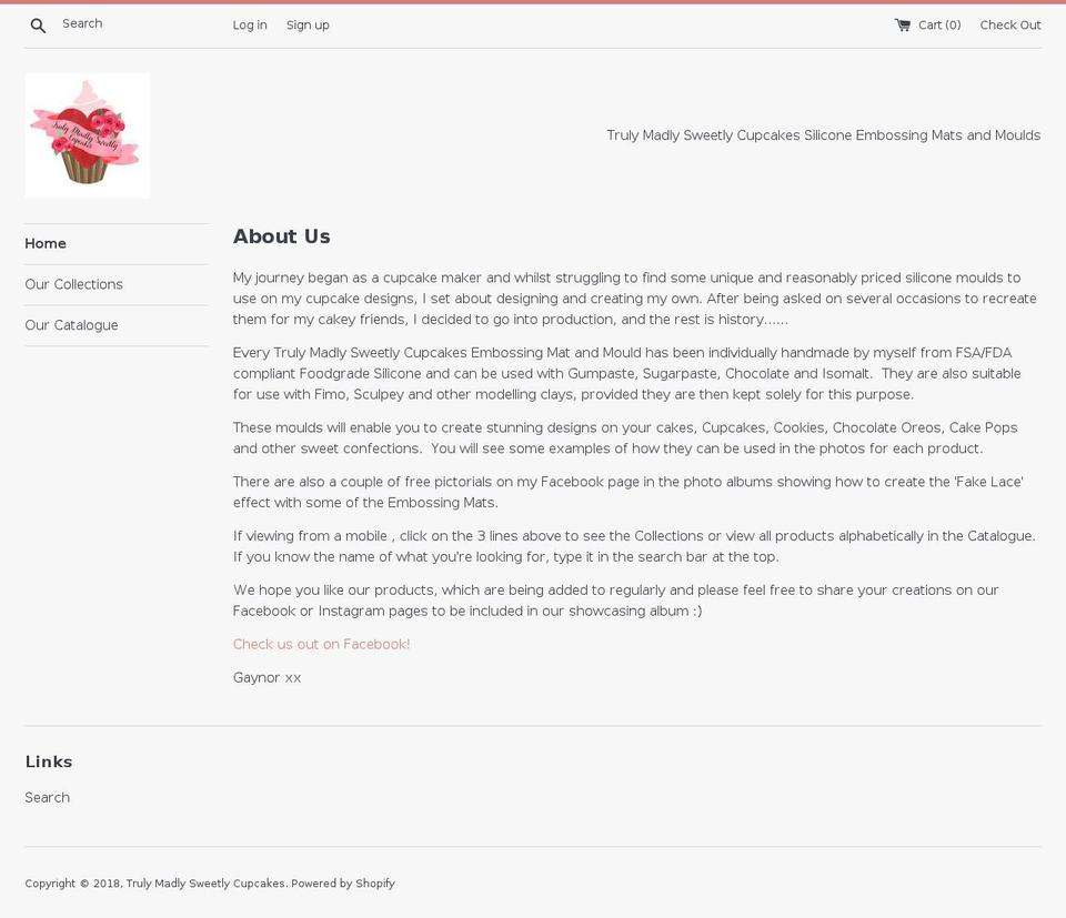 trulymadlysweetlycupcakes.com — Shopify storefront screenshot