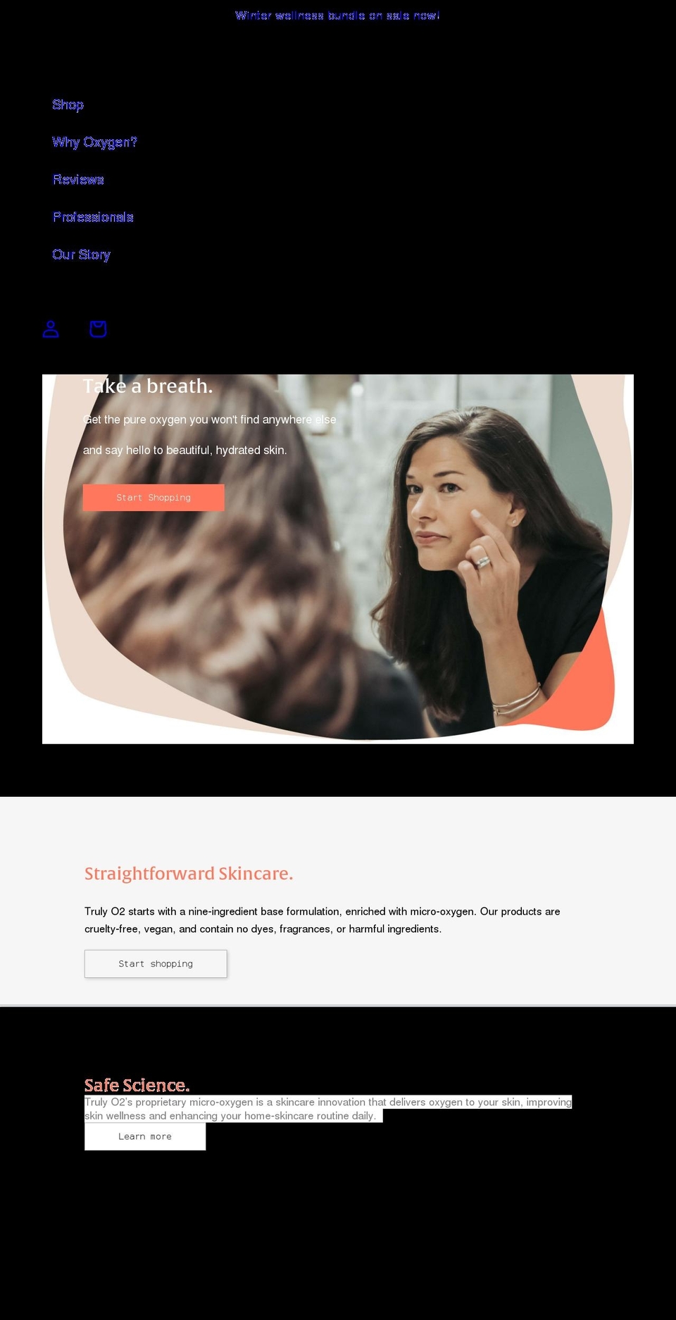 trulyoxygen.com shopify website screenshot
