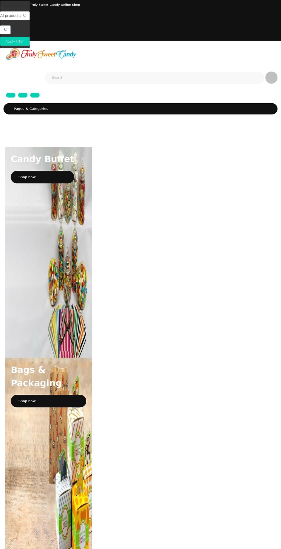 trulysweetcandy.co.uk shopify website screenshot