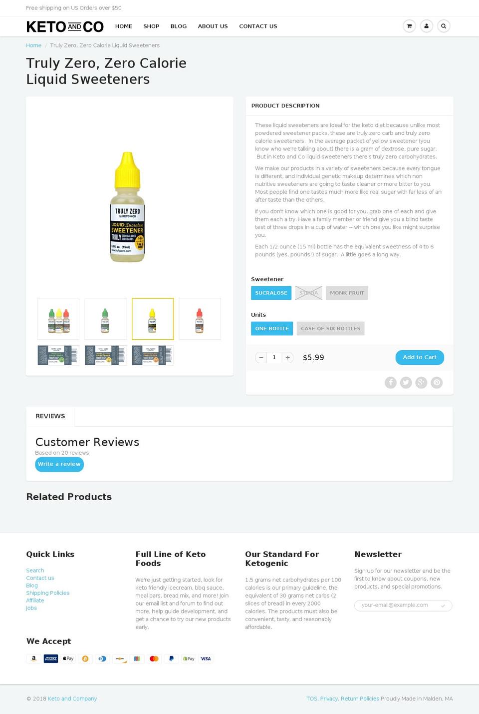 trulyzero.com — Shopify storefront screenshot