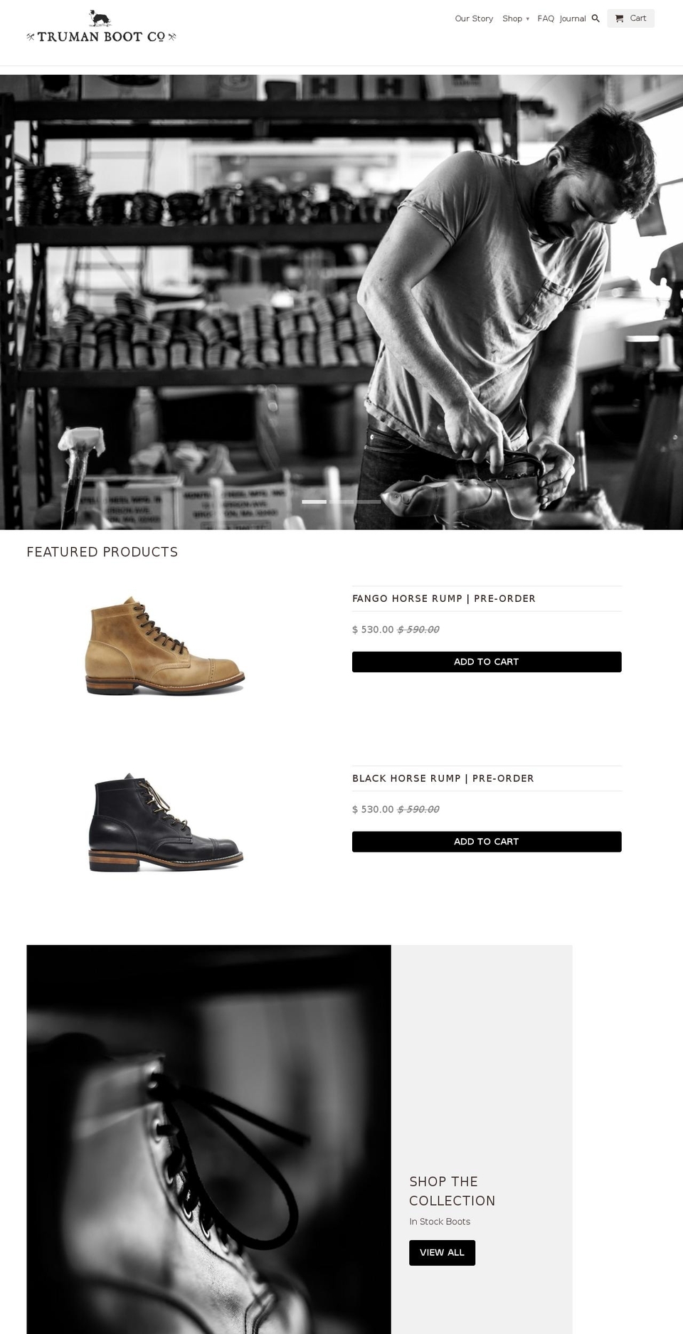 trumanboot.com — Shopify storefront screenshot