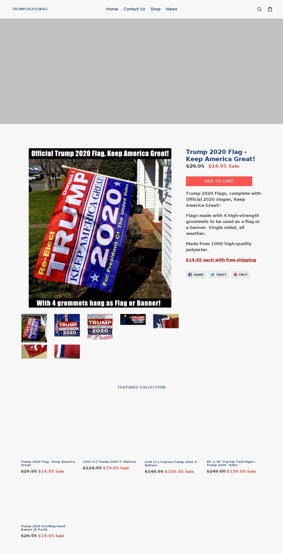 trump2020swag.com — Shopify storefront screenshot