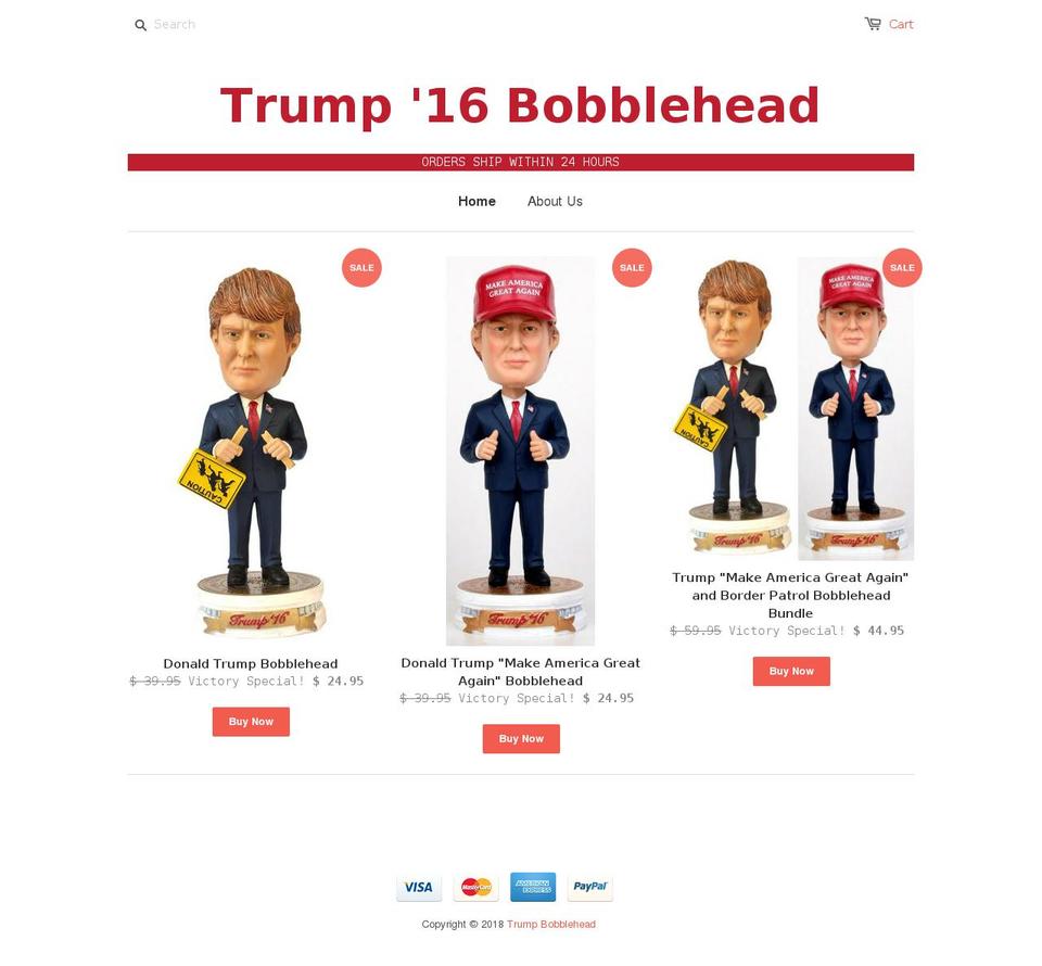 trumpbobblehead.com shopify website screenshot