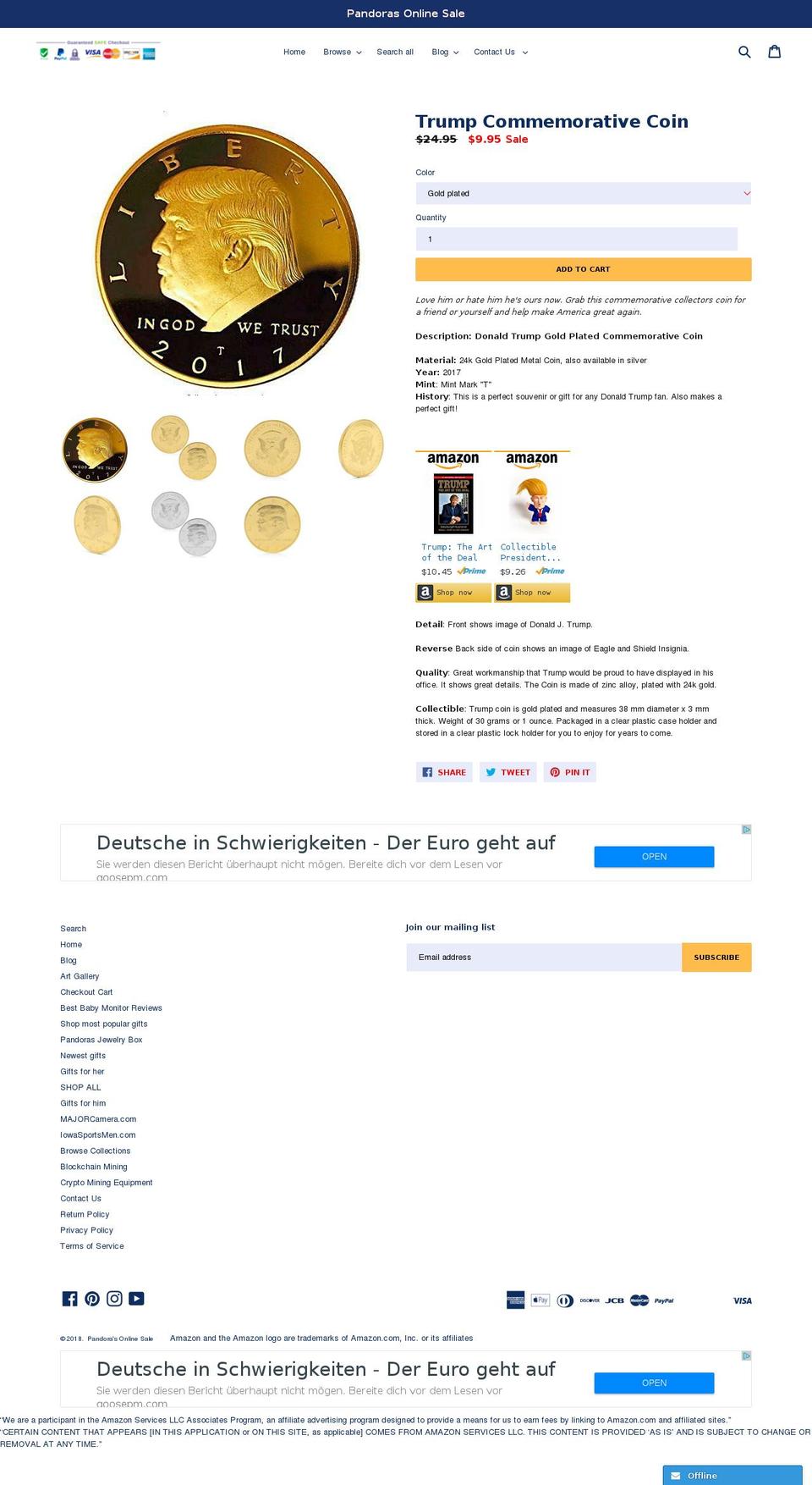 trumpcoincasino.com — Shopify storefront screenshot