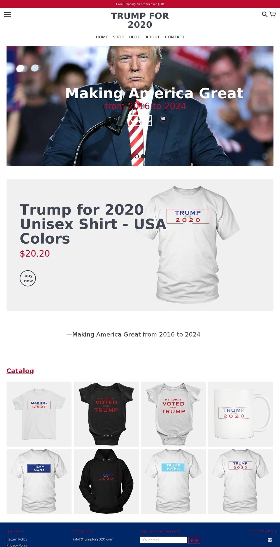 trumpfor2020.com — Shopify storefront screenshot