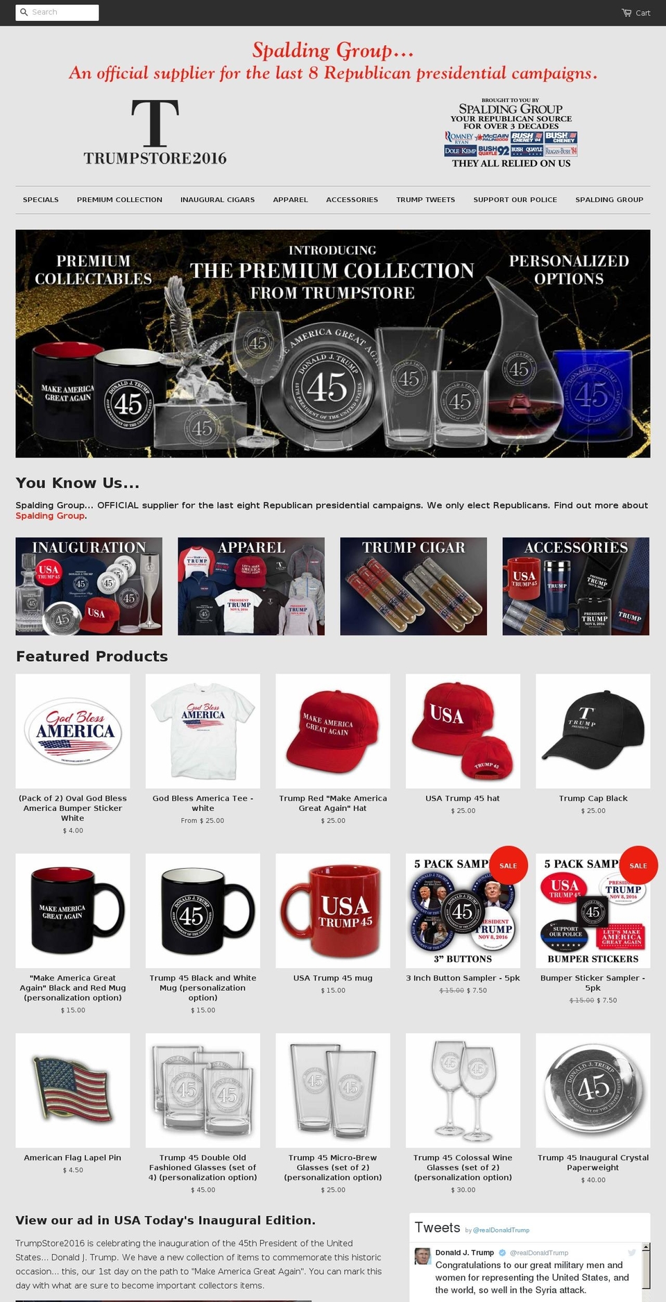 trumpstore2016.com shopify website screenshot