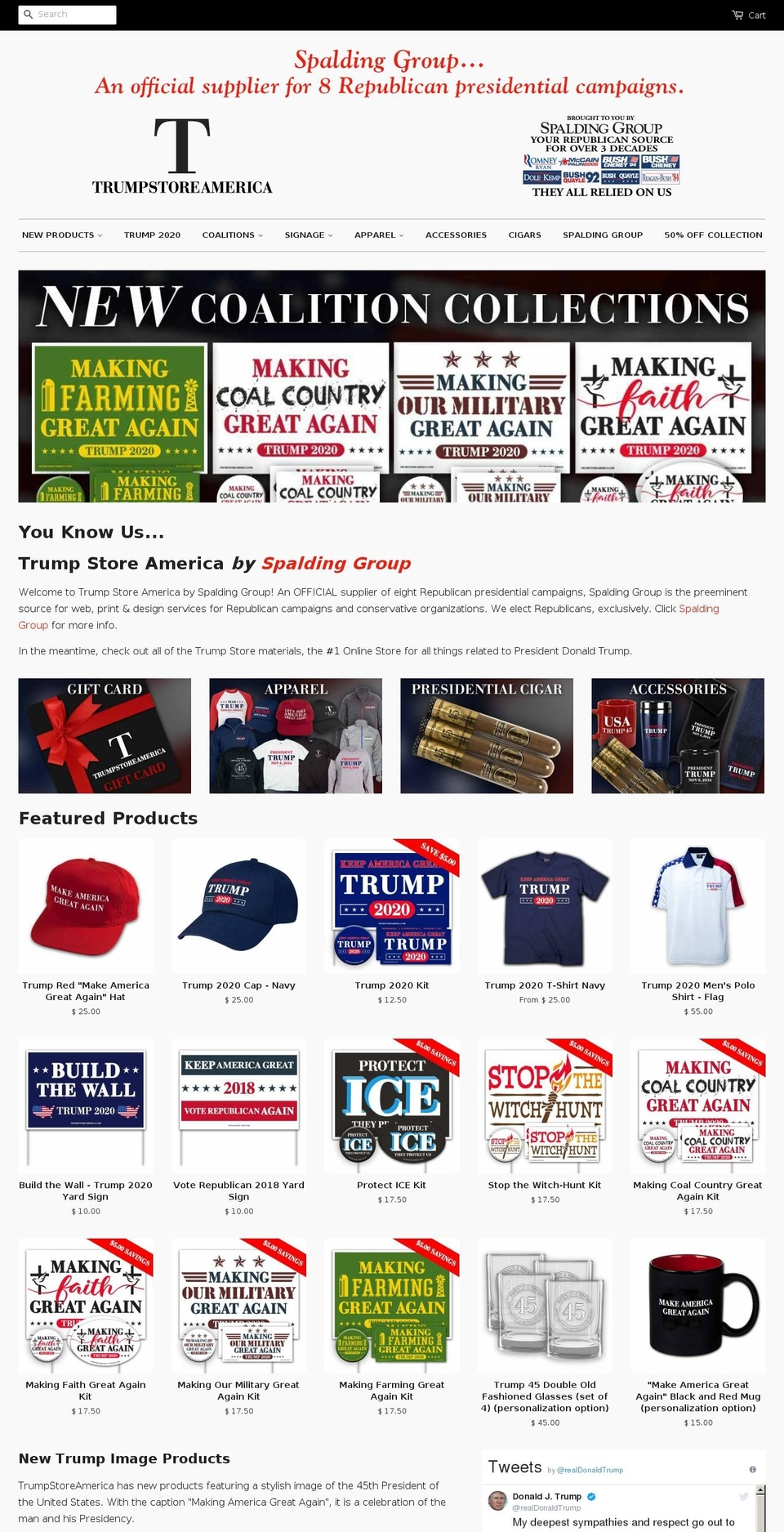 trumpstoreamerica.com shopify website screenshot