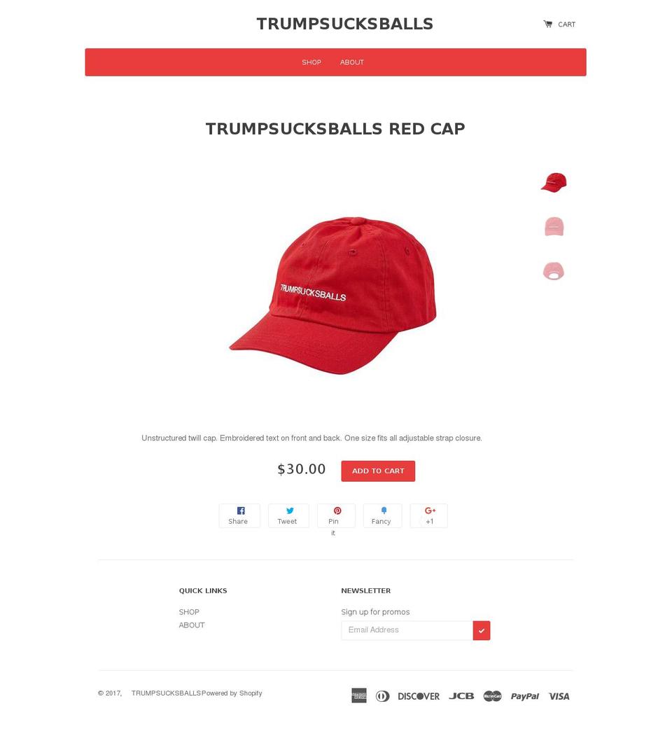 trumpsucksballs.com shopify website screenshot