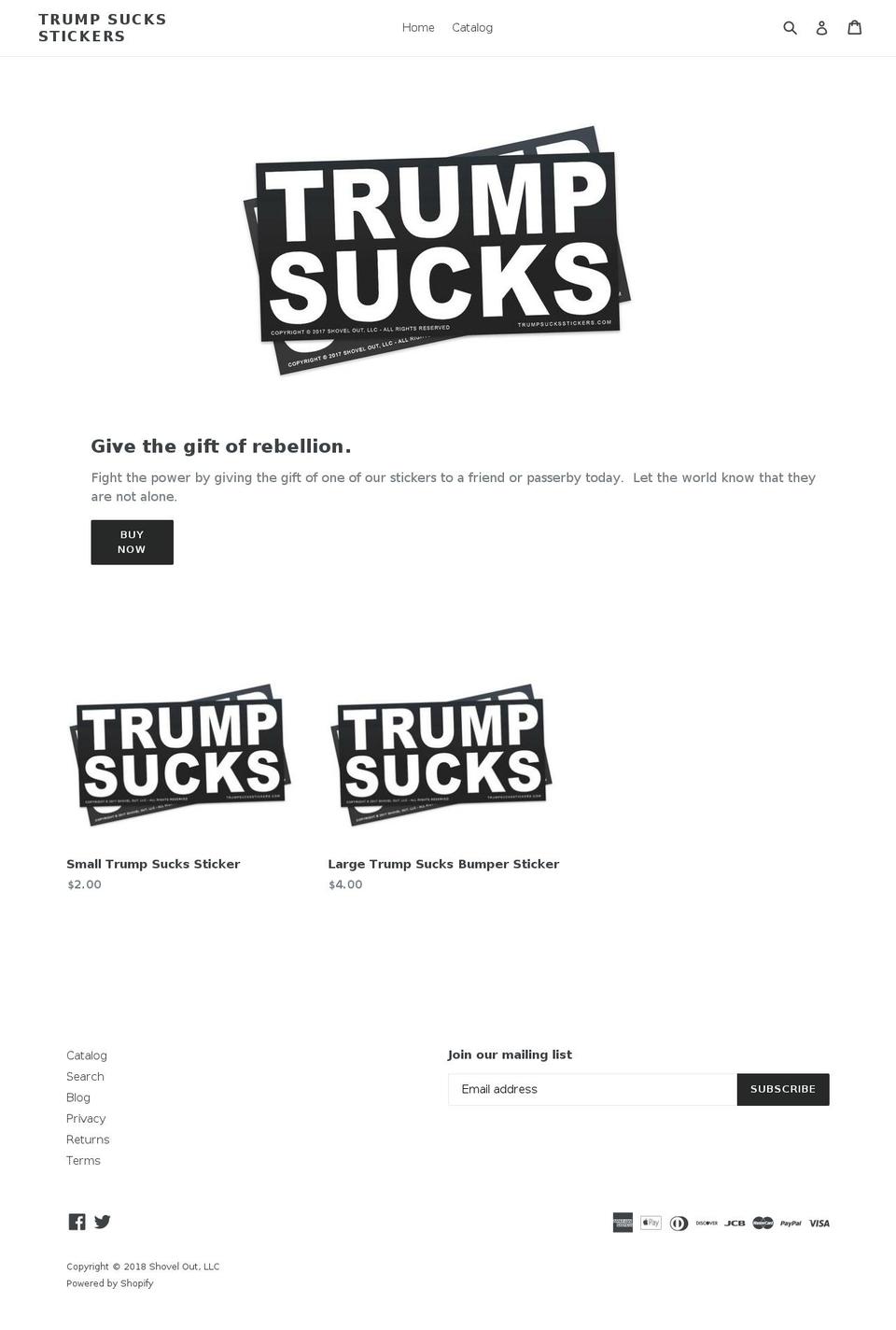 trumpsuckssticker.com shopify website screenshot