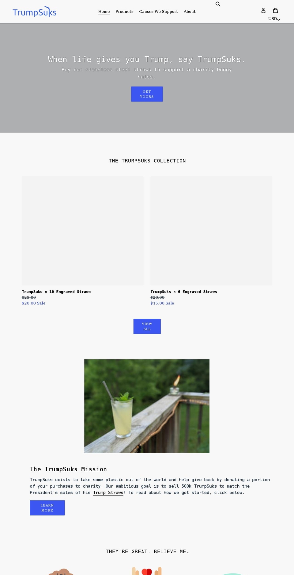 trumpsuks.com shopify website screenshot