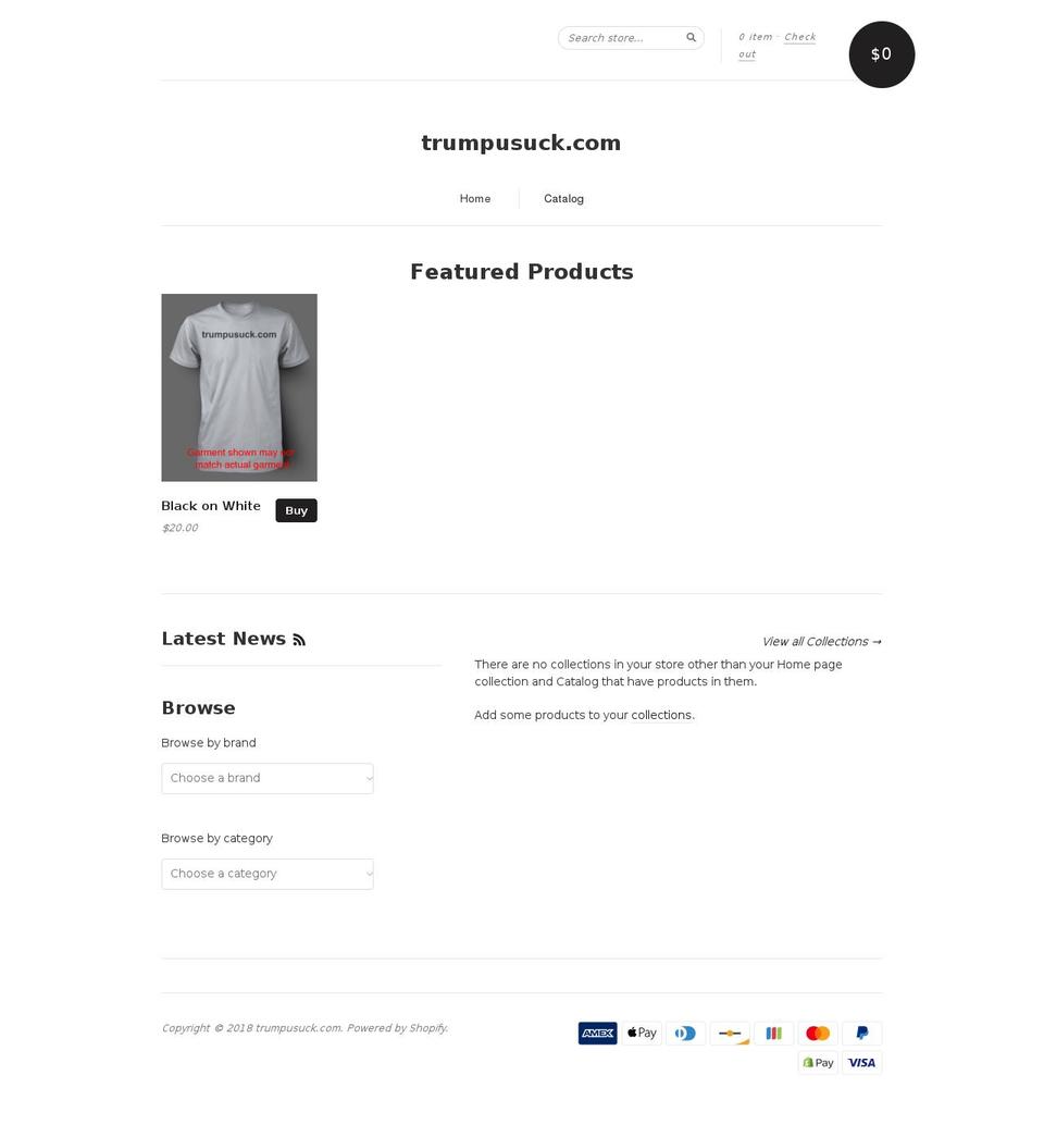 trumpusuck.com shopify website screenshot