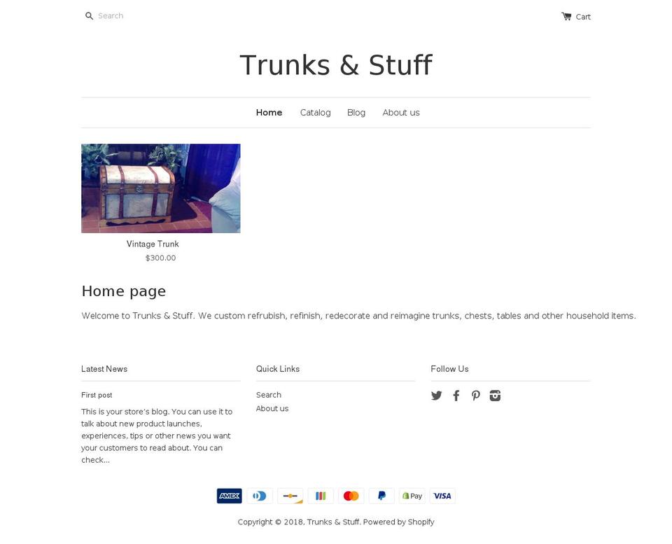 trunksandstuff.com shopify website screenshot