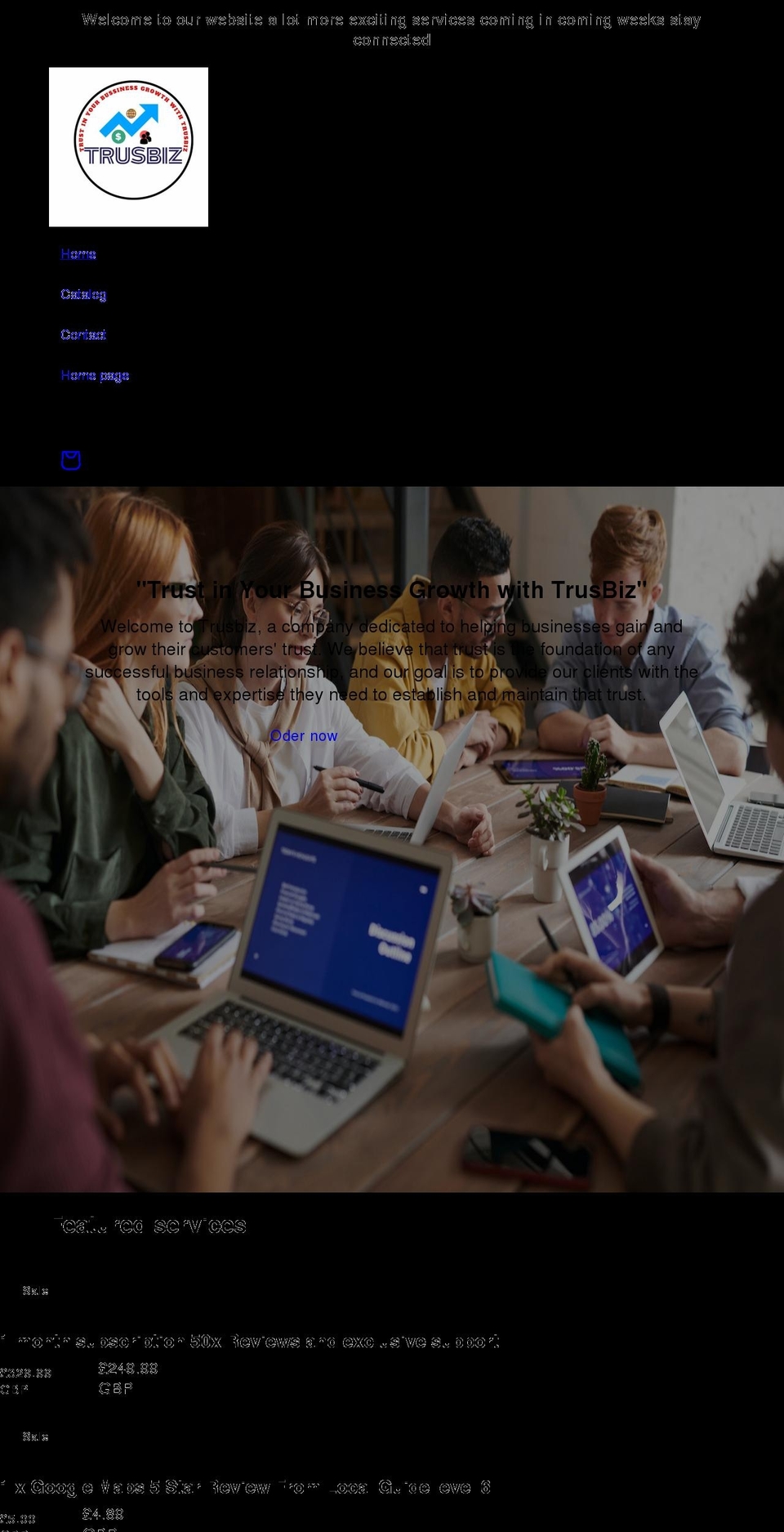 trusbiz.com shopify website screenshot