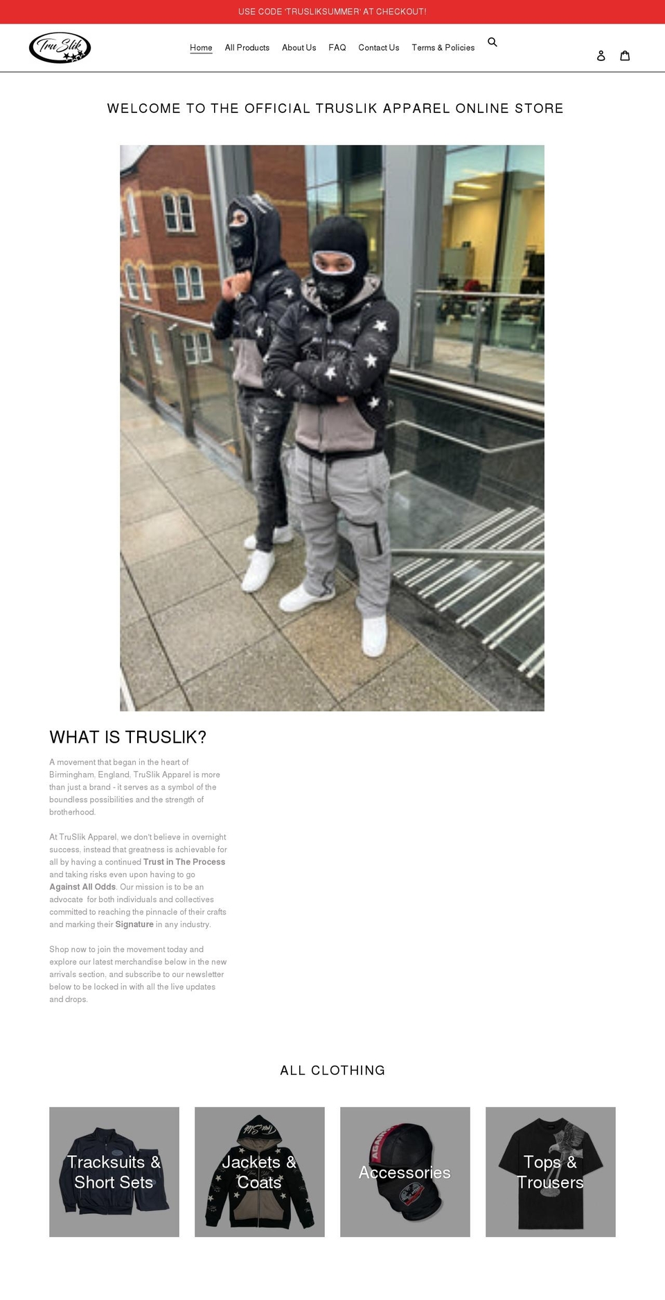 truslikapparel.com shopify website screenshot