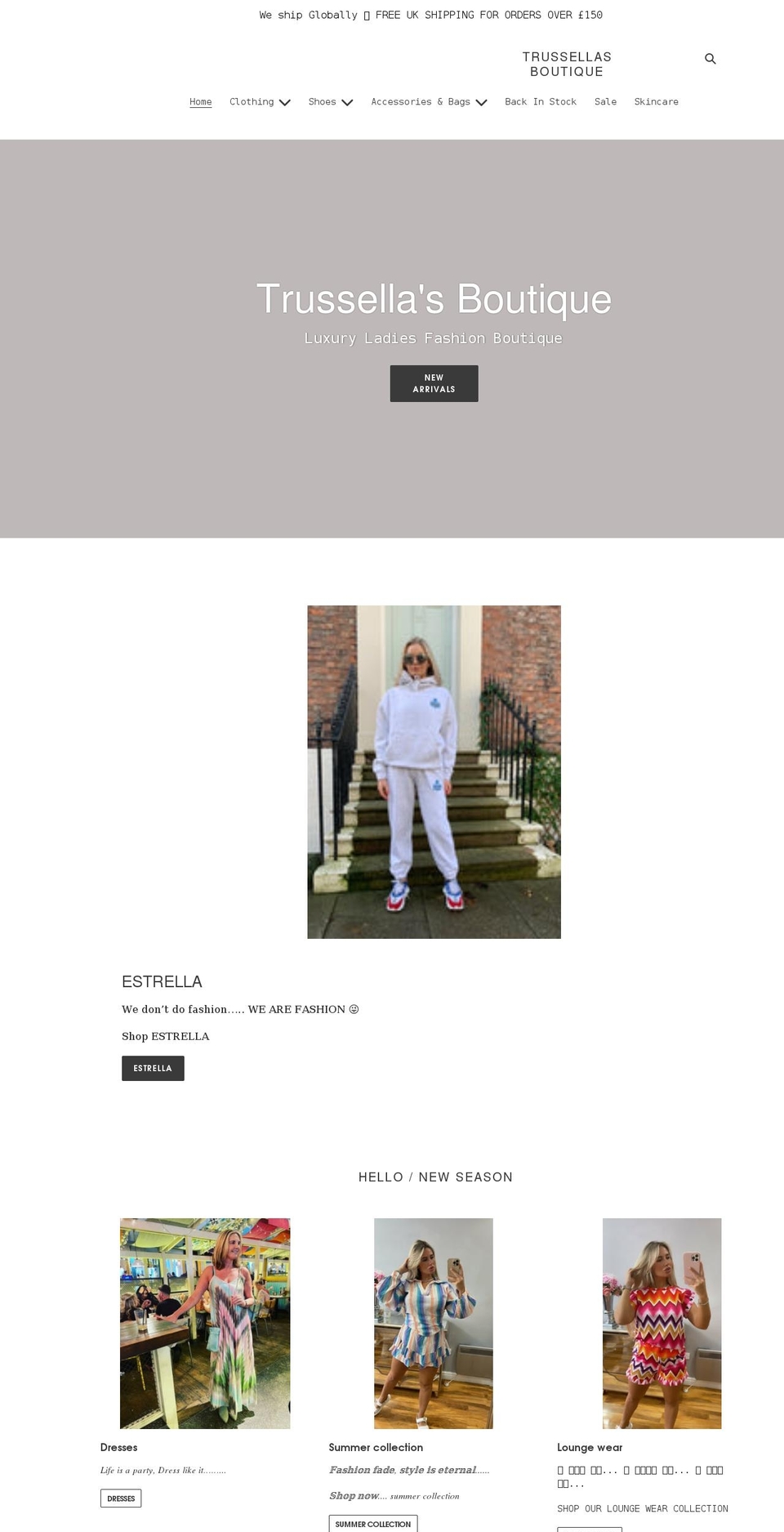 trussellasboutique.com shopify website screenshot