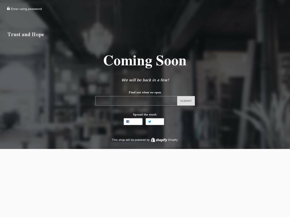 trustandhope.com — Shopify storefront screenshot