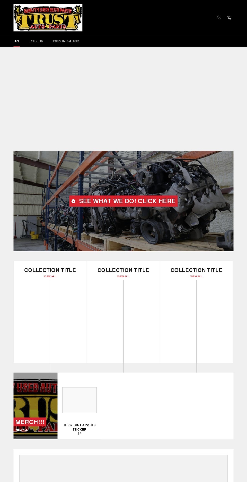 trustautopartshtx.com shopify website screenshot