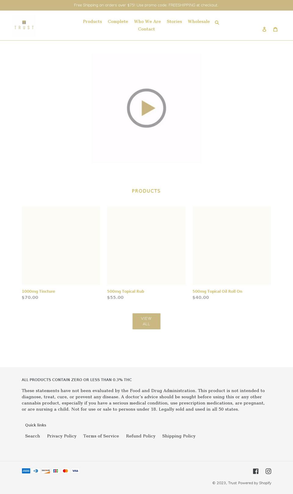 trustbranded.com shopify website screenshot