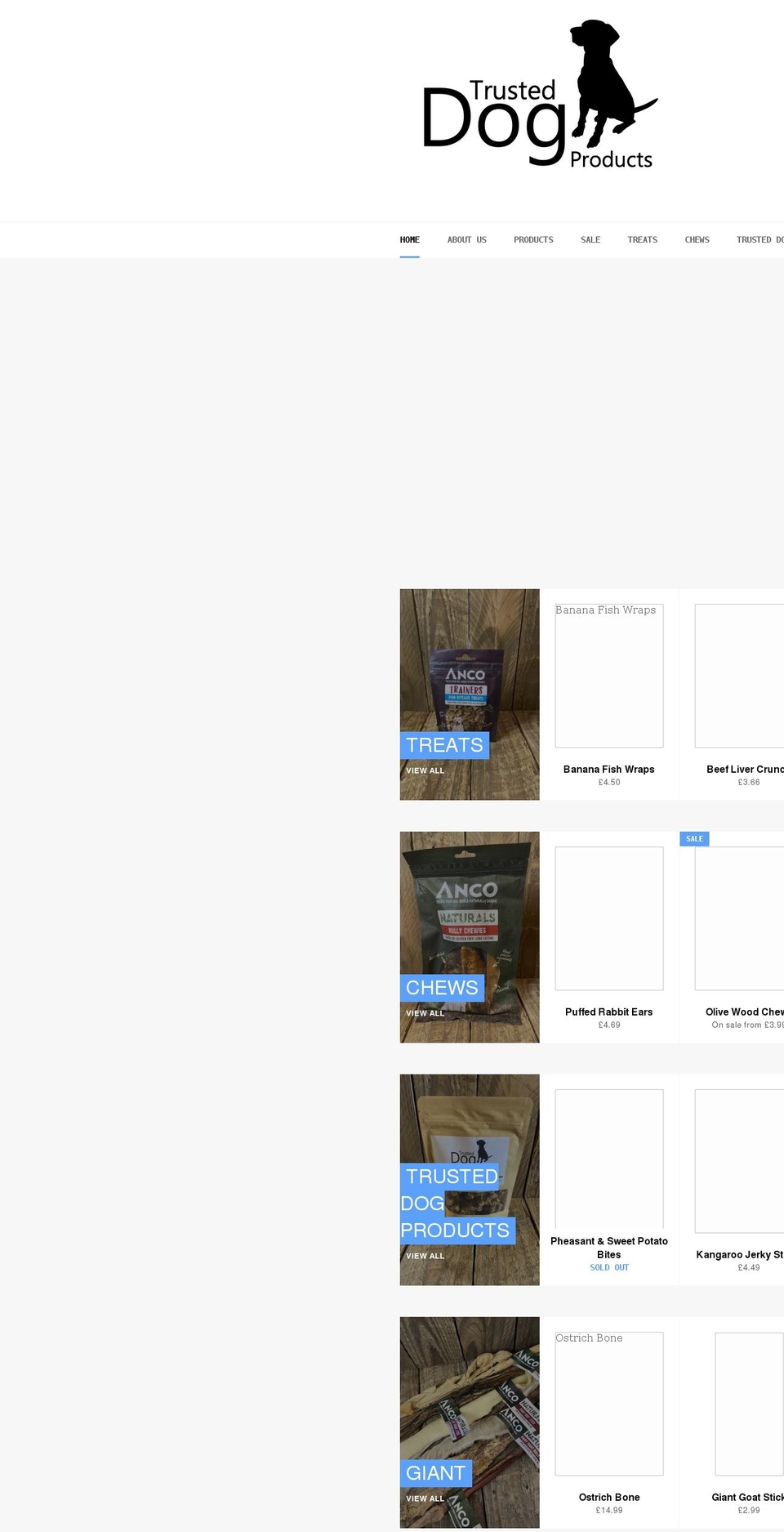 trusteddogproducts.com shopify website screenshot
