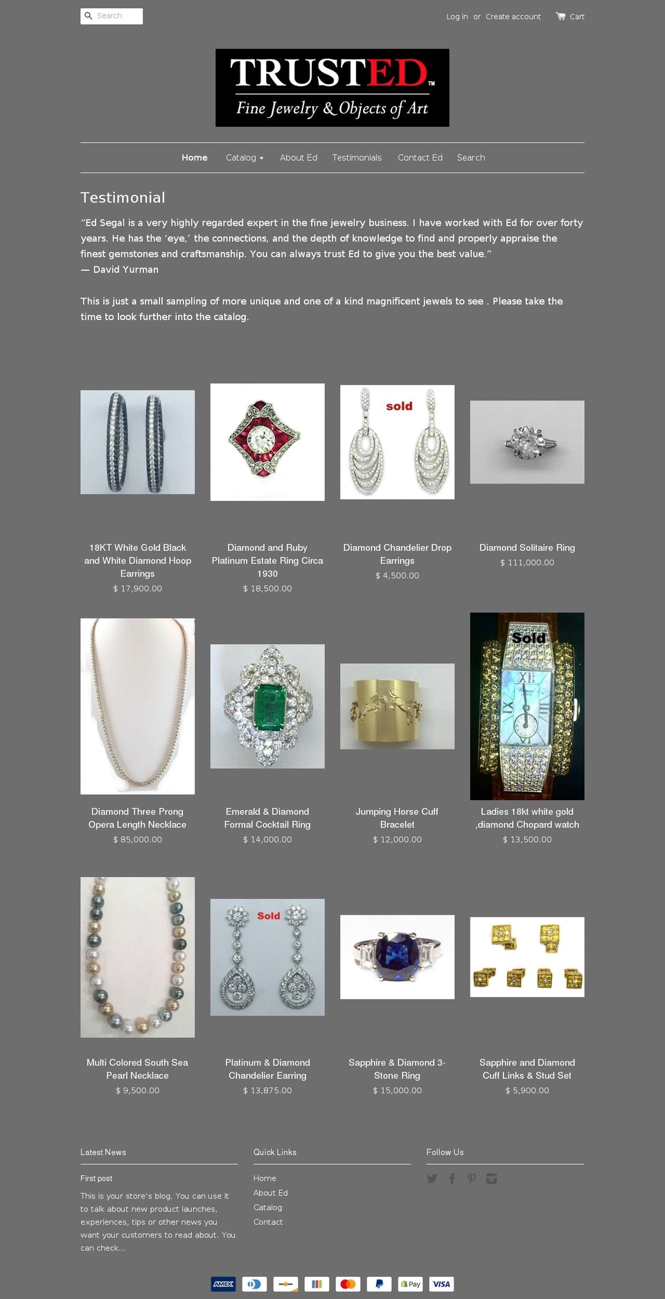 trustedfinejewelry.com shopify website screenshot