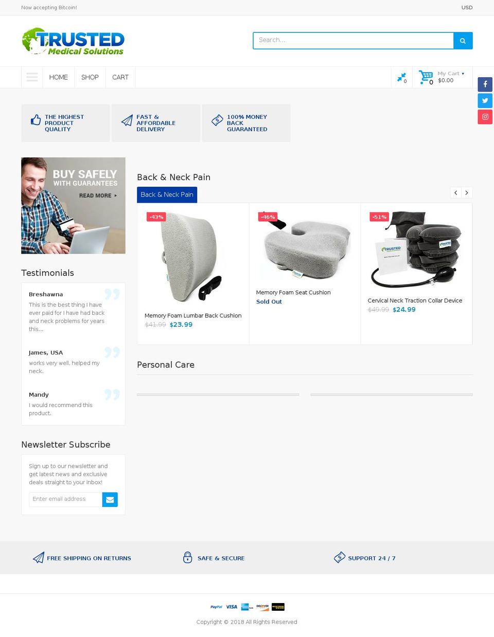 trustedmedicalsolutions.com shopify website screenshot