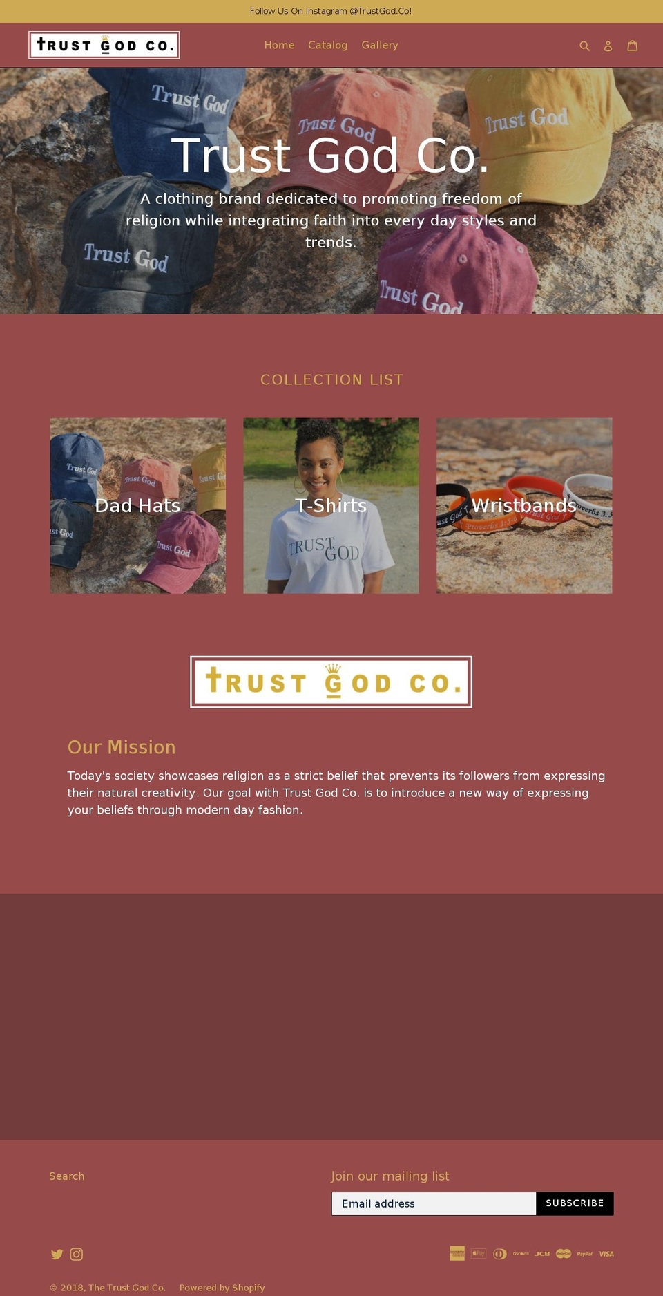trustgodapparel.com — Shopify storefront screenshot