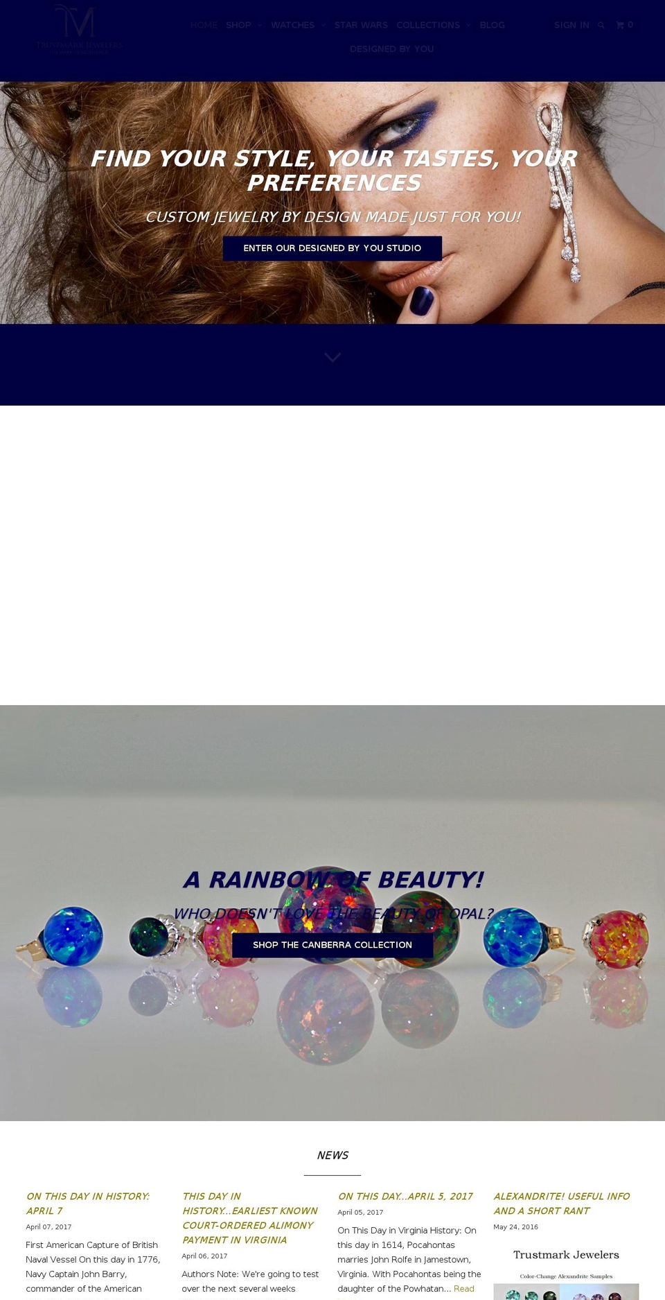 trustmarkjewels.com shopify website screenshot
