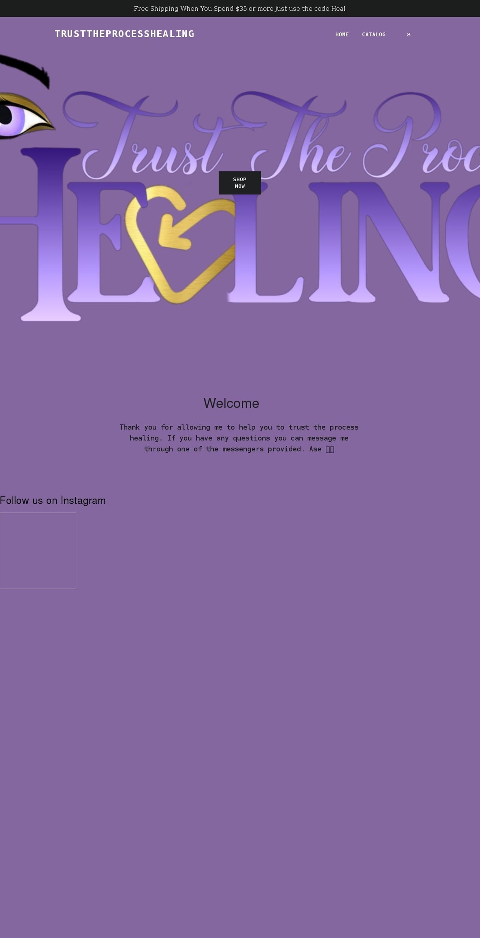trusttheprocesshealing.com shopify website screenshot