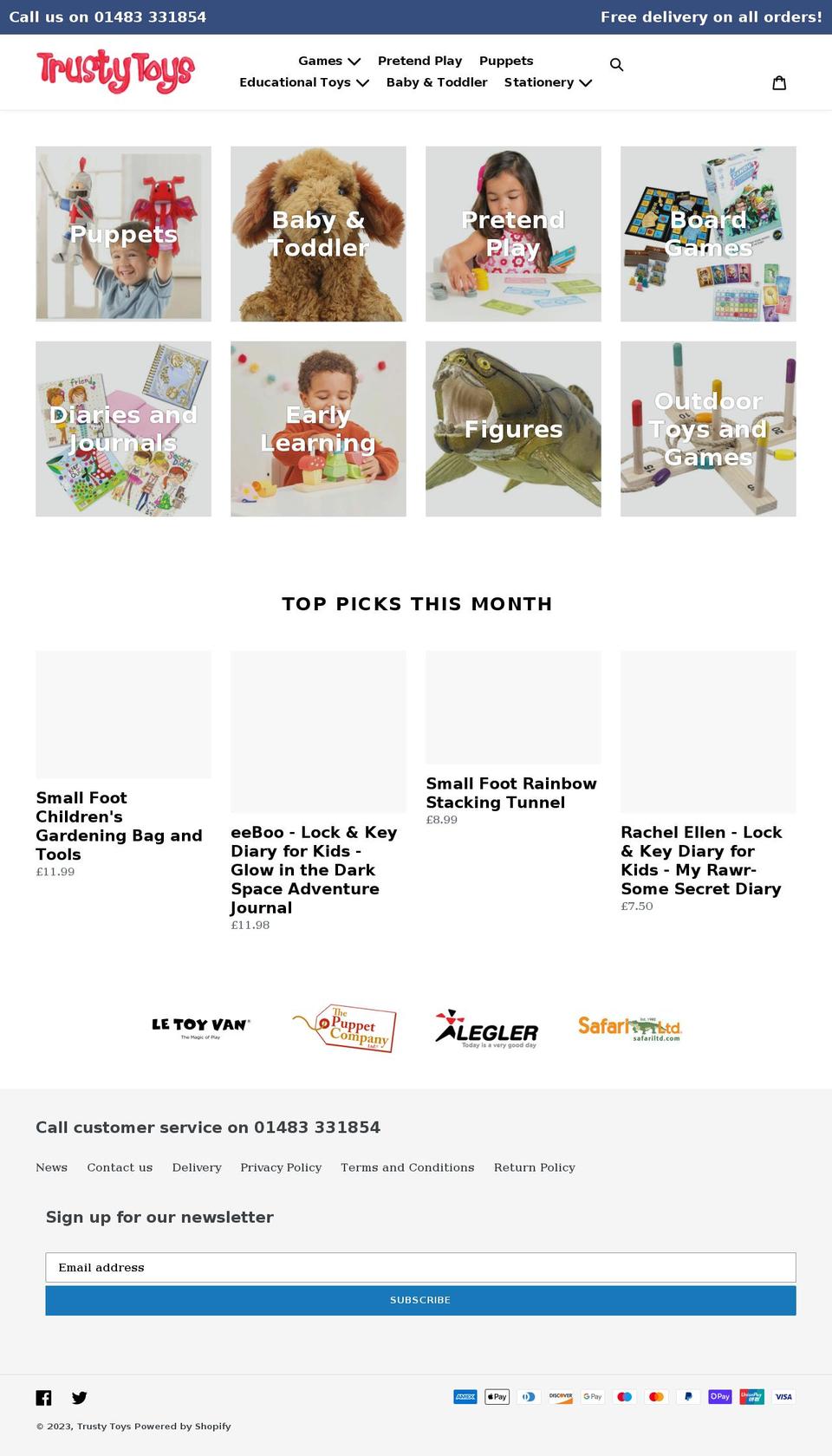 trustytoys.co.uk shopify website screenshot