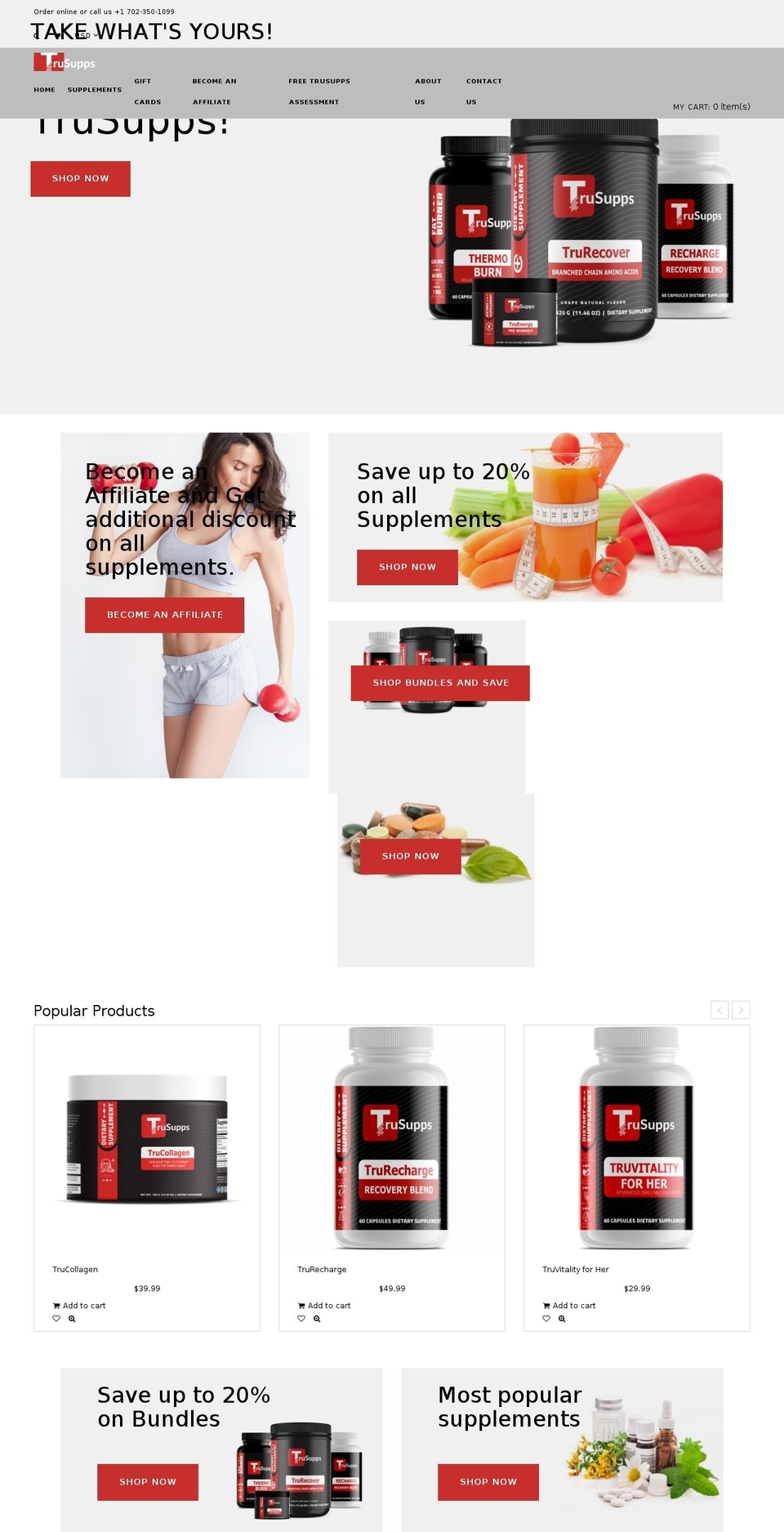 trusuppsnow.com shopify website screenshot