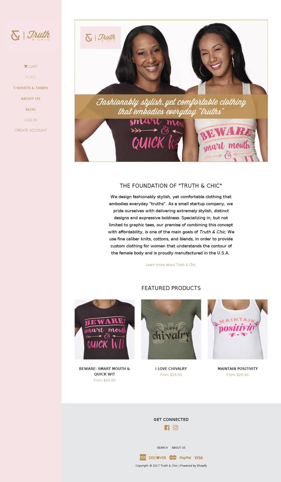 truthandchic.com shopify website screenshot