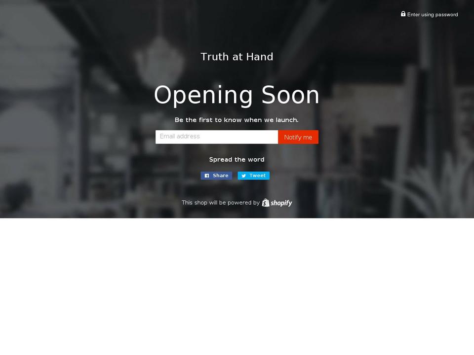 truthathand.com shopify website screenshot