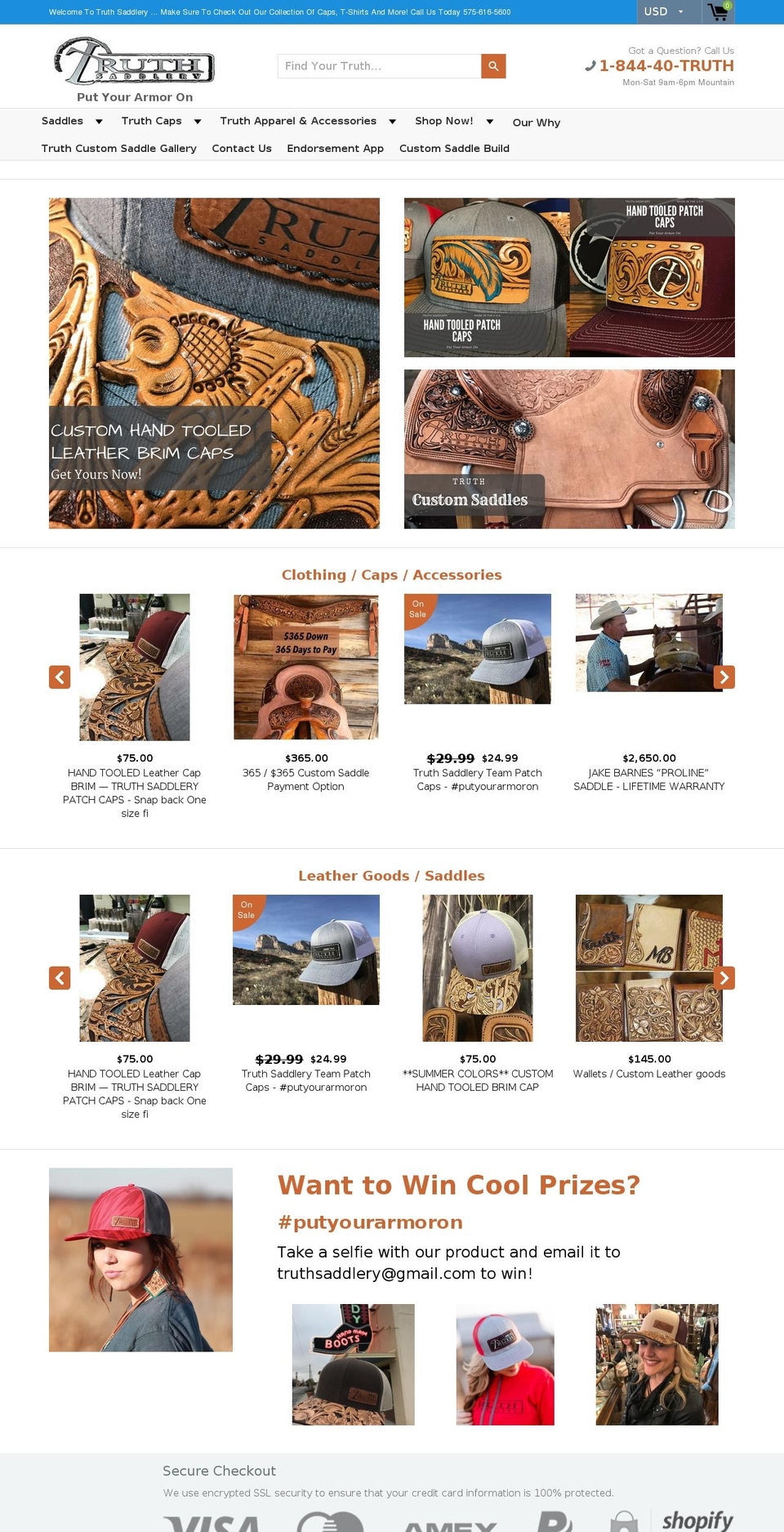 truthcustomsaddlery.com shopify website screenshot