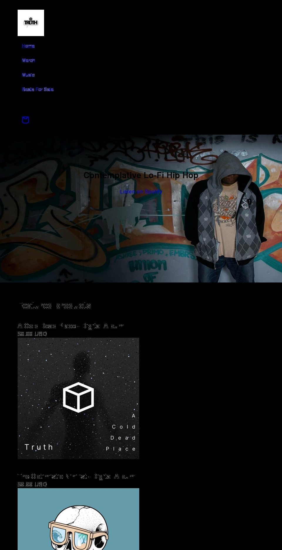 truthmusicstore.com shopify website screenshot