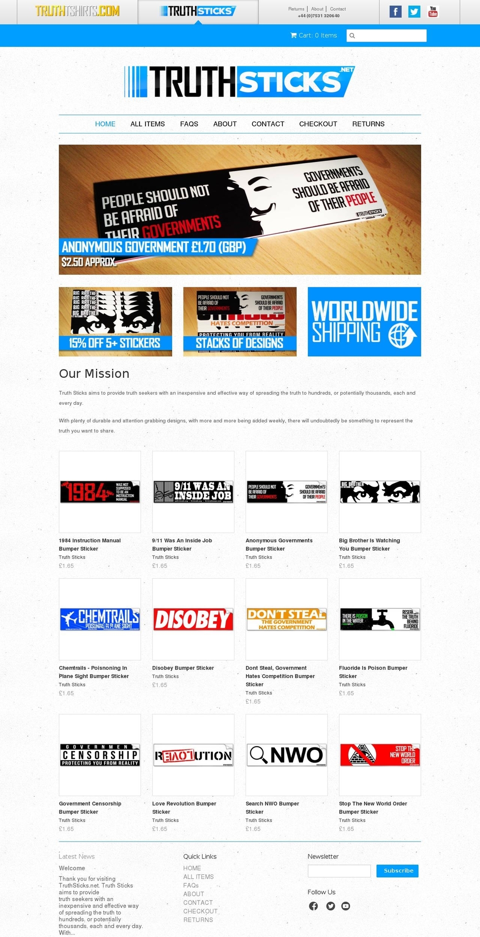 truthsticks.net shopify website screenshot