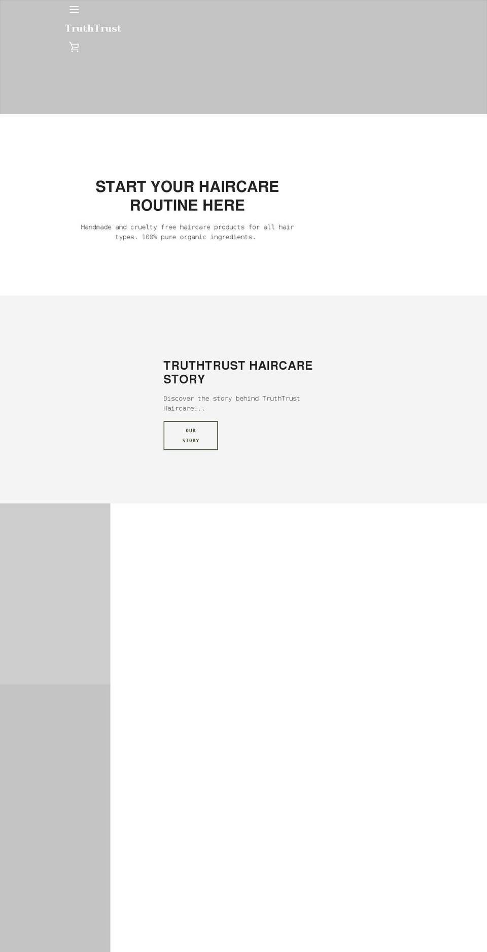 truthtrusthair.com shopify website screenshot