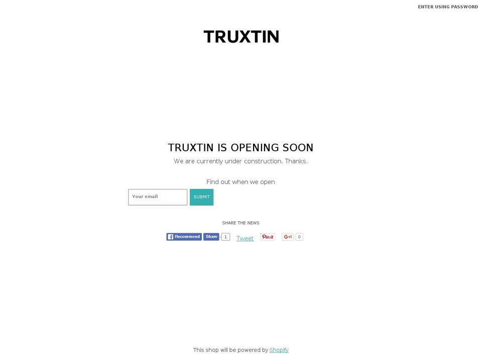 truxtin.com shopify website screenshot