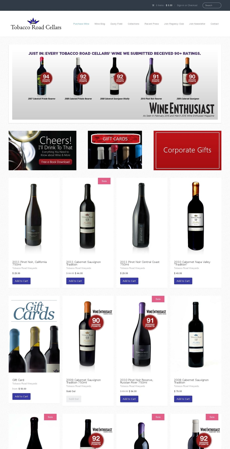 trvineyards.com shopify website screenshot