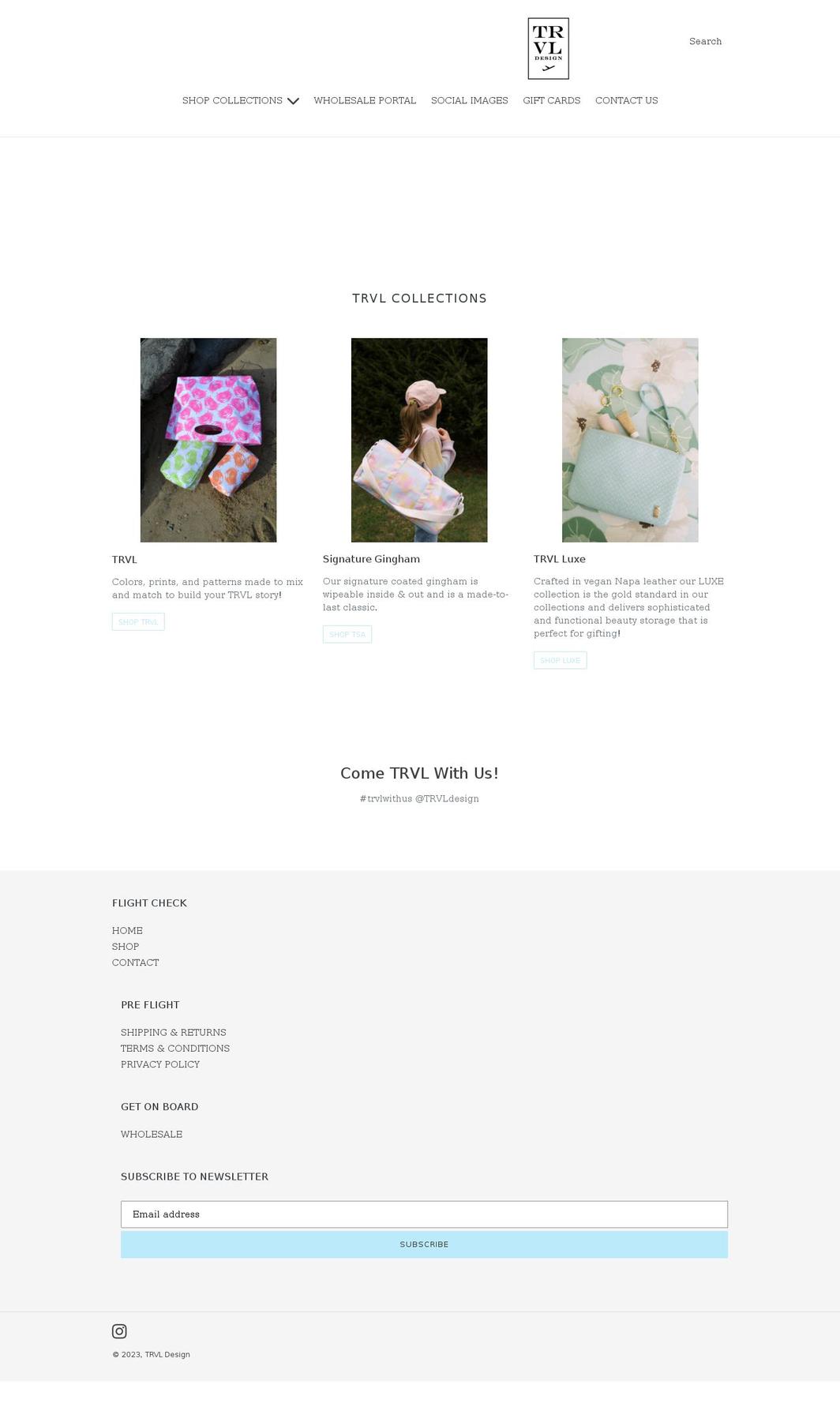 trvldesign.com shopify website screenshot