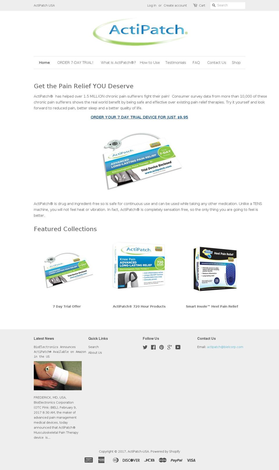 tryactipatch.com shopify website screenshot