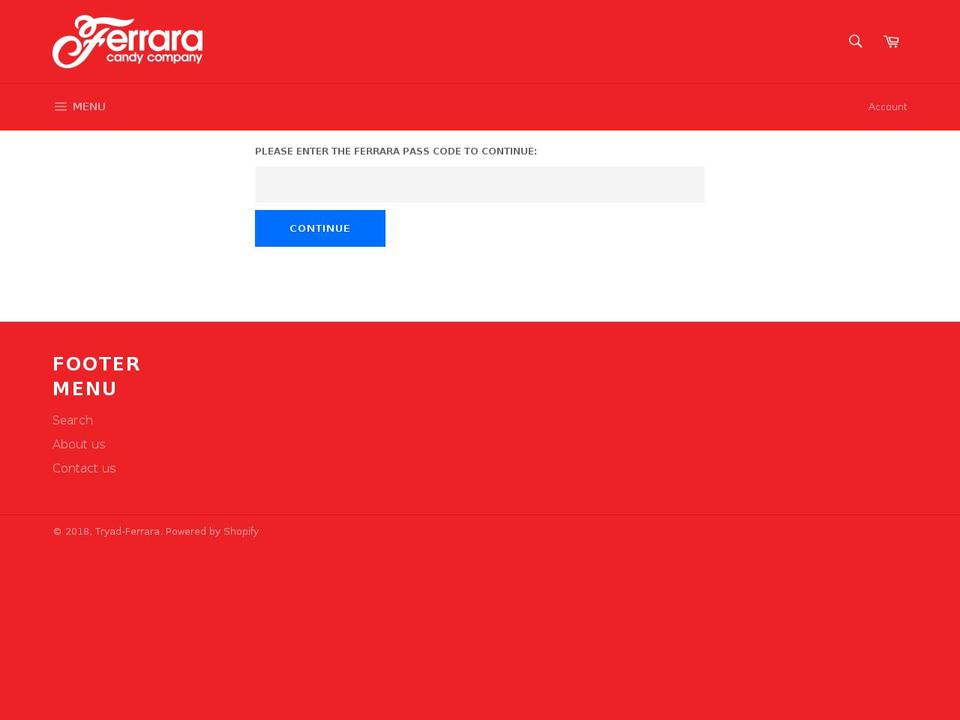 tryad-ferrara.com shopify website screenshot