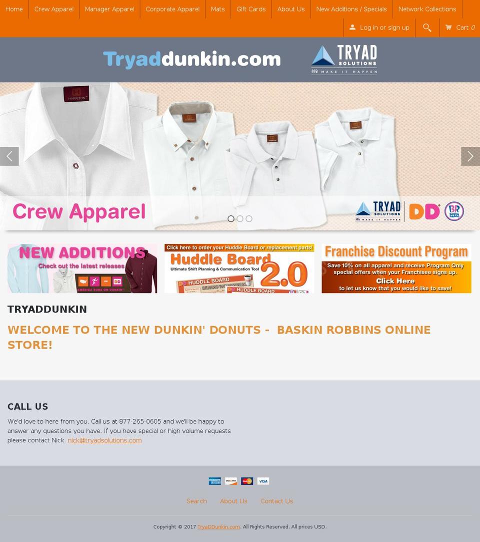 tryaddunkin.com shopify website screenshot