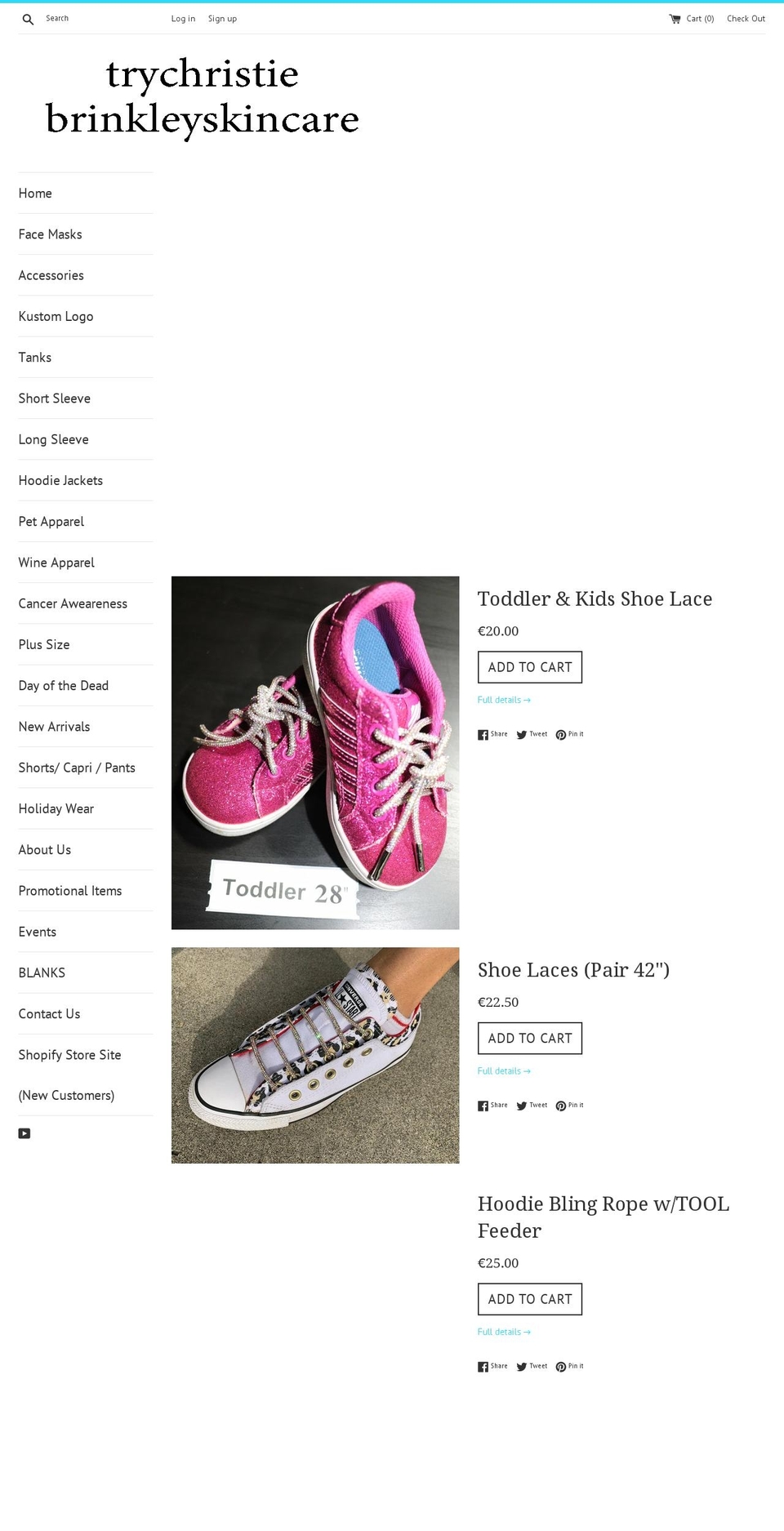 trychristiebrinkleyskincare.com shopify website screenshot