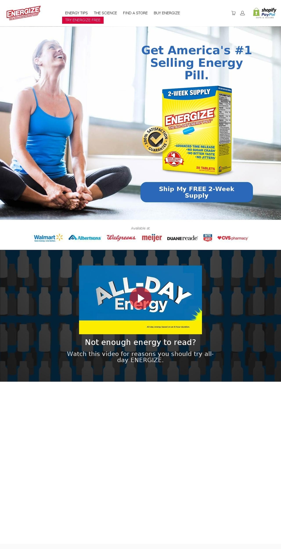tryenergize.com shopify website screenshot