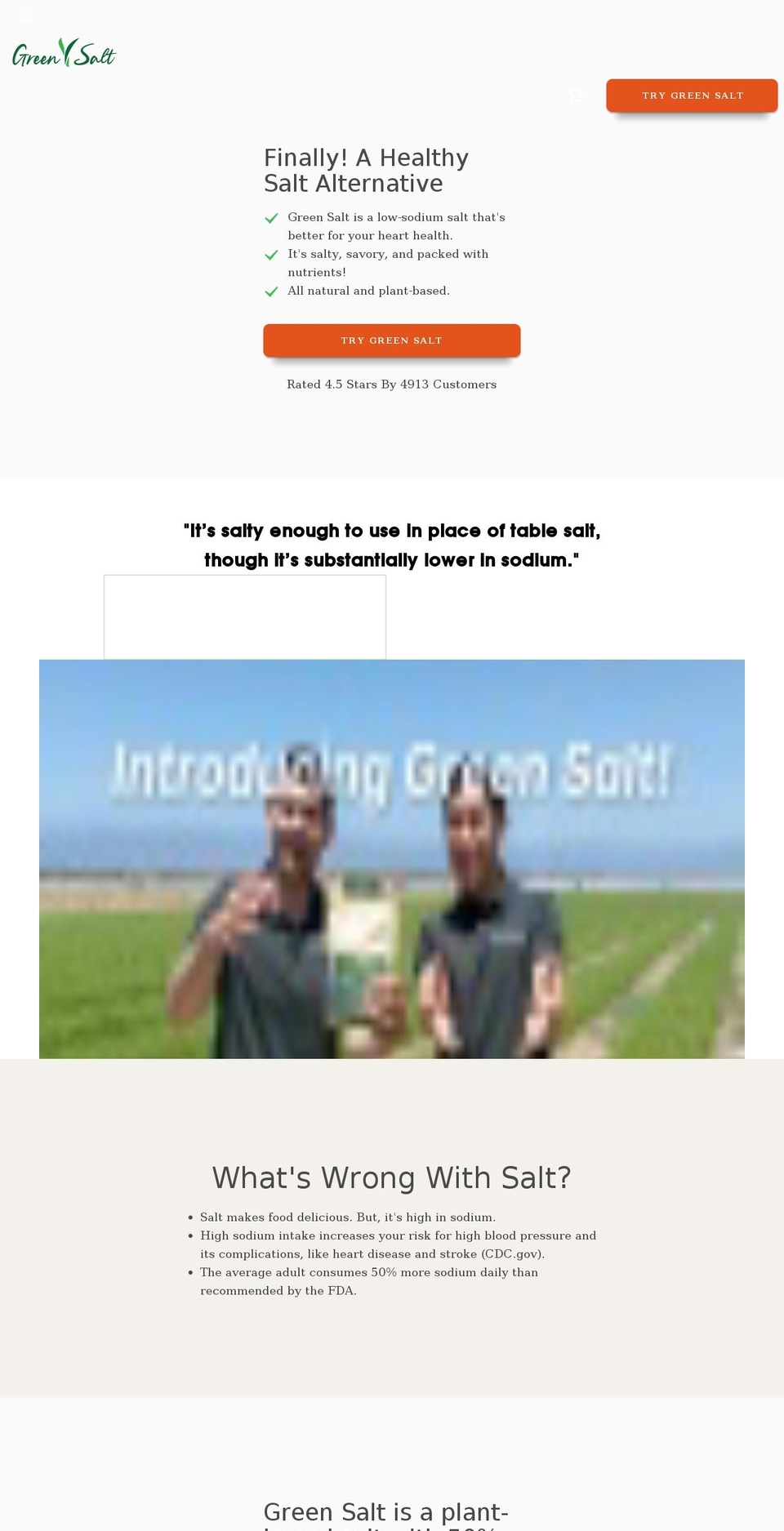 trygreensalt.com shopify website screenshot