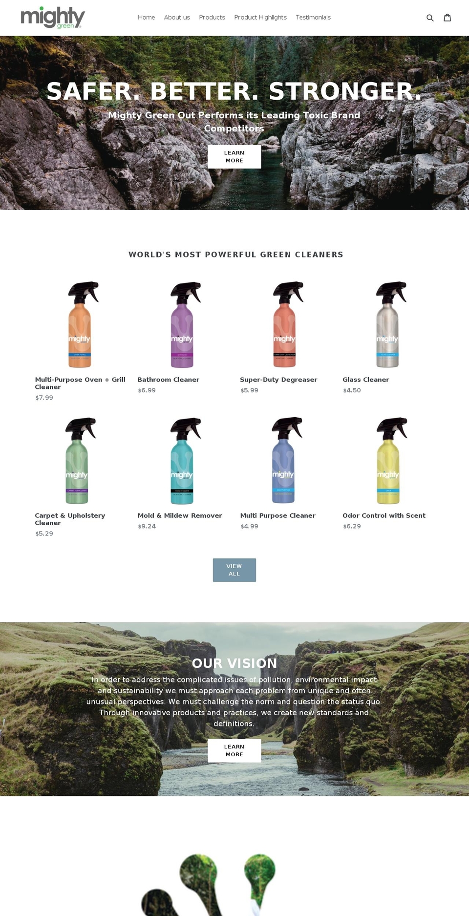 trymightygreen.com shopify website screenshot